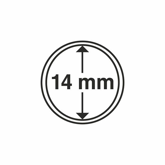 Plastová kapsle na mince s vnitřním průměrem 14 mm, balení 10 ks