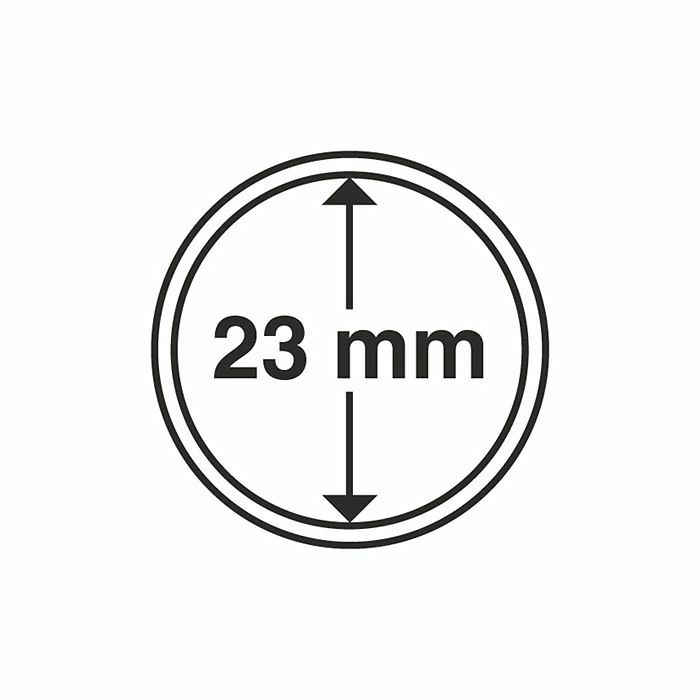Plastic coin capsule with inner diameter 23 mm, pack of 10 pcs.