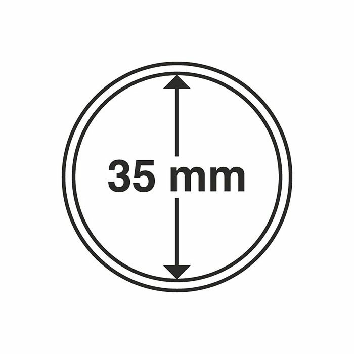 Plastic coin capsule with inner diameter 35 mm, pack of 10 pcs.