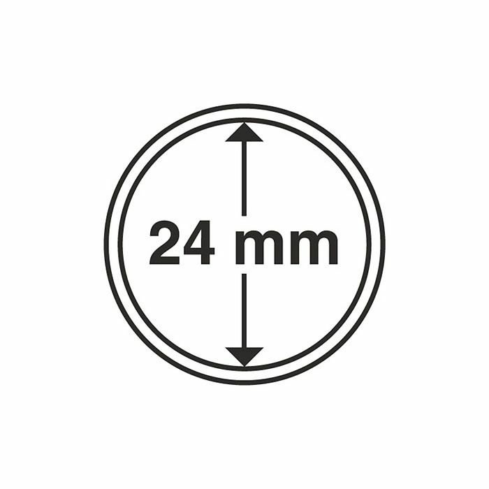 Plastic coin capsule with inner diameter 24 mm, pack of 10 pcs.