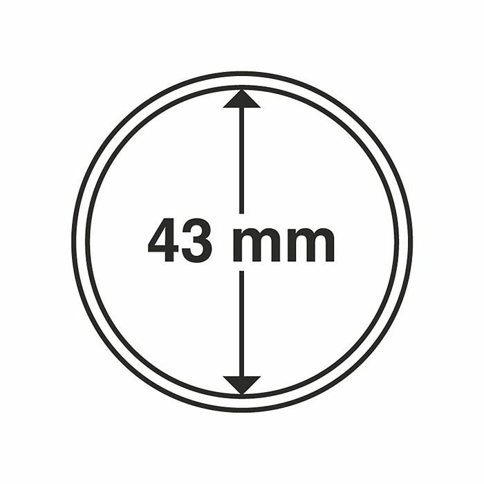 Plastic coin capsule with inner diameter 43 mm, pack of 10 pcs.