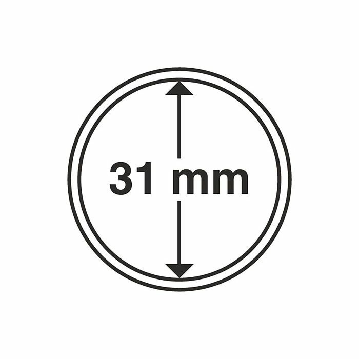 Plastic coin capsule with inner diameter 31 mm, pack of 10 pcs.