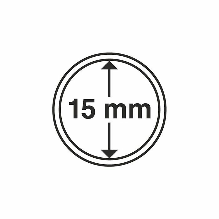 Plastová kapsle na mince s vnitřním průměrem 15 mm, balení 10 ks