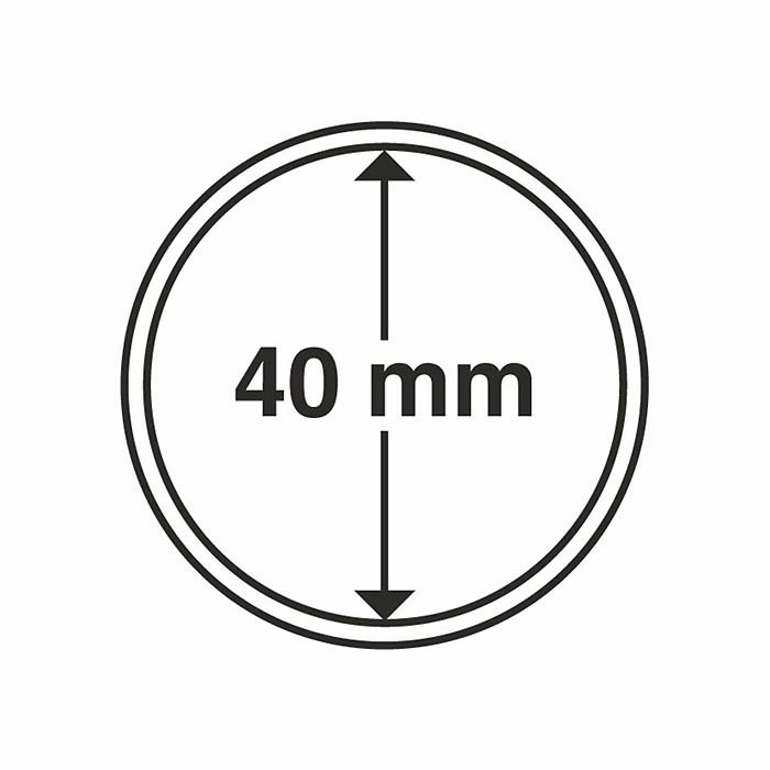 Plastic coin capsule with inner diameter 40 mm, pack of 10 pcs.