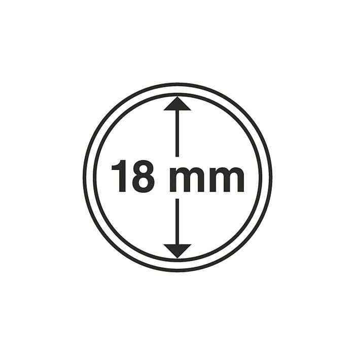 Plastová kapsle na mince s vnitřním průměrem 18 mm, balení 10 ks