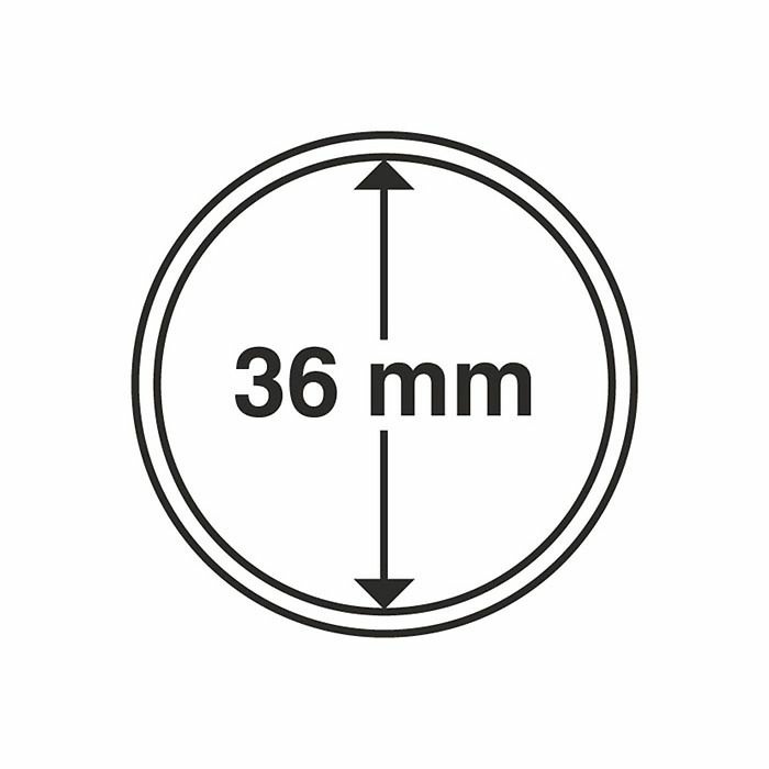 Plastic coin capsule with inner diameter 36 mm, pack of 10 pcs.