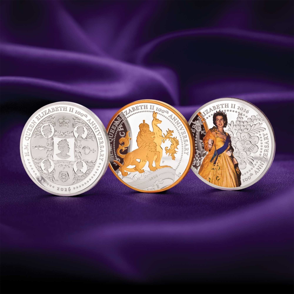 H.M. Queen Elizabeth II 100th Anniversary 2026 3x1oz Silver Proof Three-Coin Set