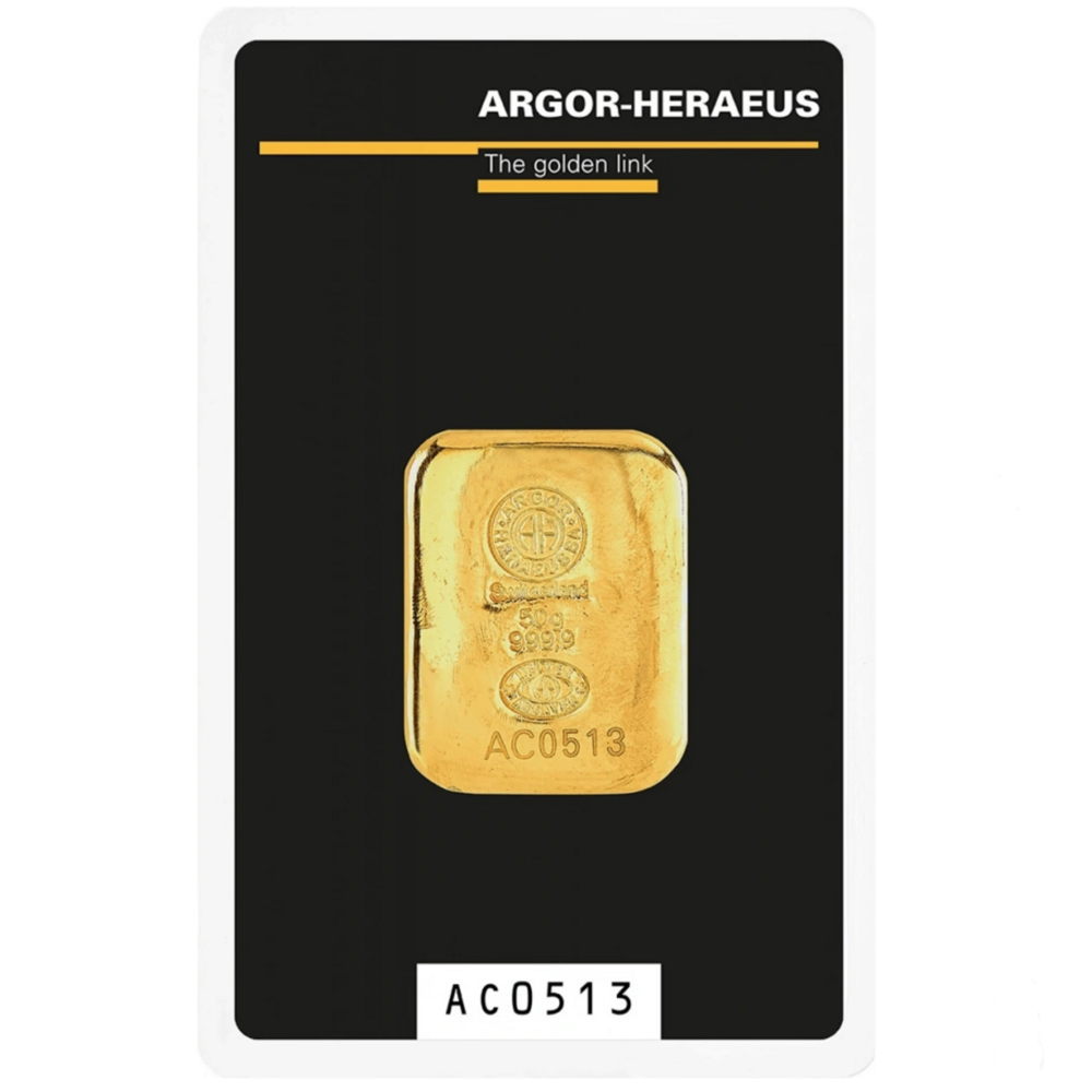 Argor Heraeus Investiční zlatý slitek 50g, litý