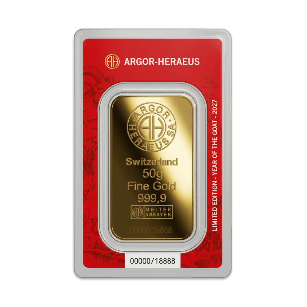 Argor-Heraeus Limited Edition Jahr  der Ziege 2027 Goldbarren 50 g