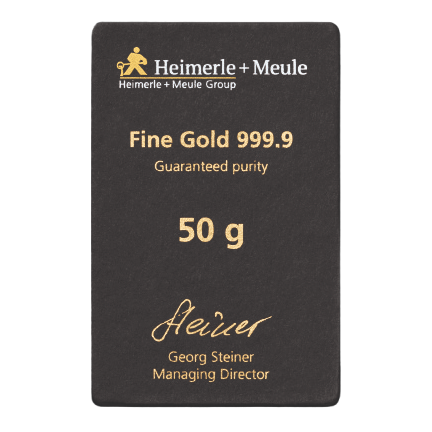 Heimerle + Meule Investiční zlatý slitek 50 g, litý