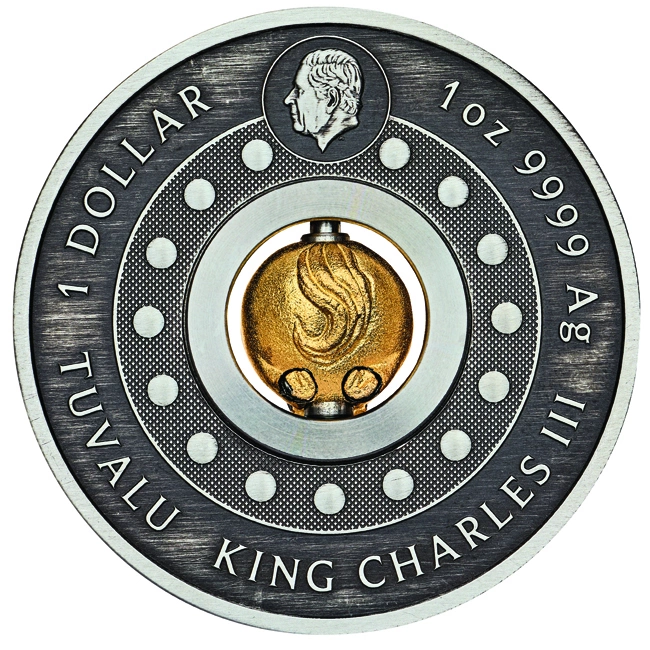 Year of the Horse Rotating Charm 2026 1oz Silver Antiqued Coin