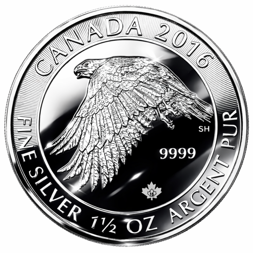 2016 1.5 oz Canada Silver Snowy Gyrfalcon