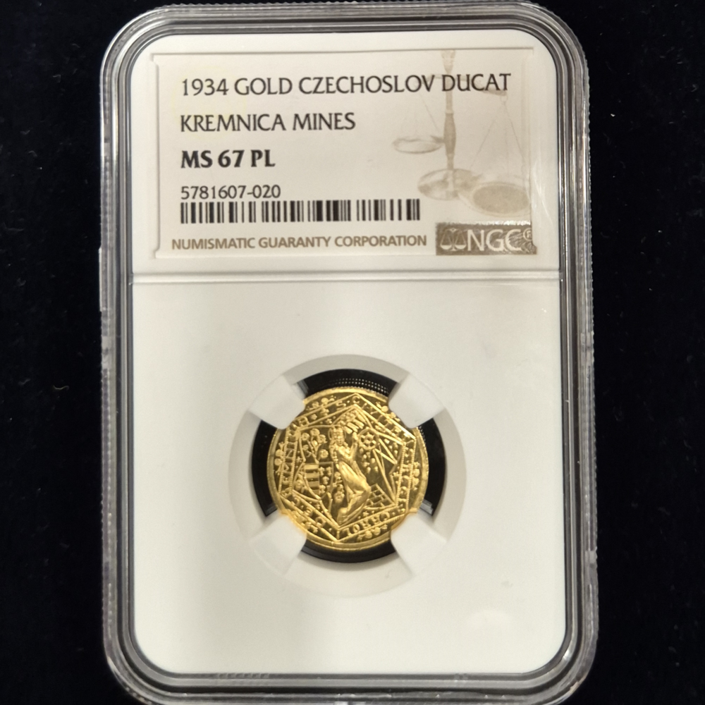 Dukatenmedaille Wiederbelebung des Kremnitzer Bergbaus 1934, NGC-Zertifikat, Qualität MS 67PL