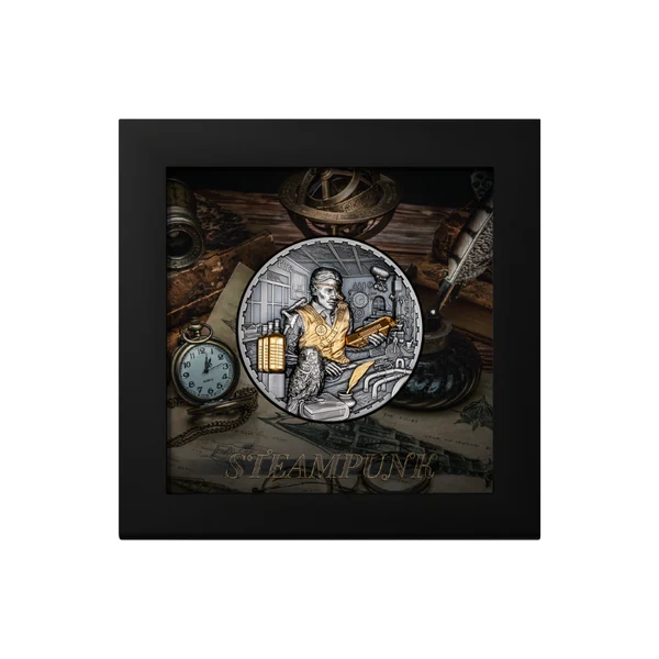 20 Dollar SCIENCE LAB Steampunk 3 Unzen Silbermünze 20 $ Cookinseln 2023 Antik-Finish