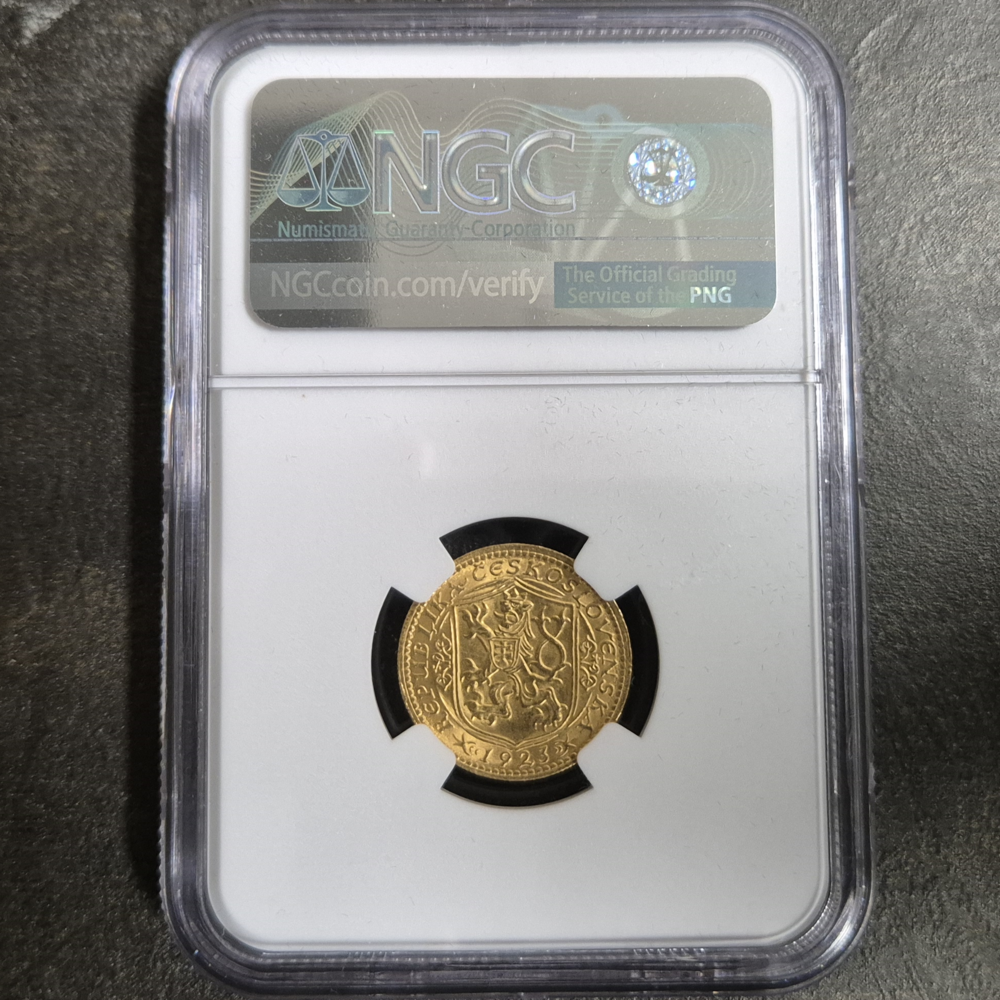 Svatováclavský 1 dukát 1923, Certifikát NGC, kvalita UNC DETAILS
