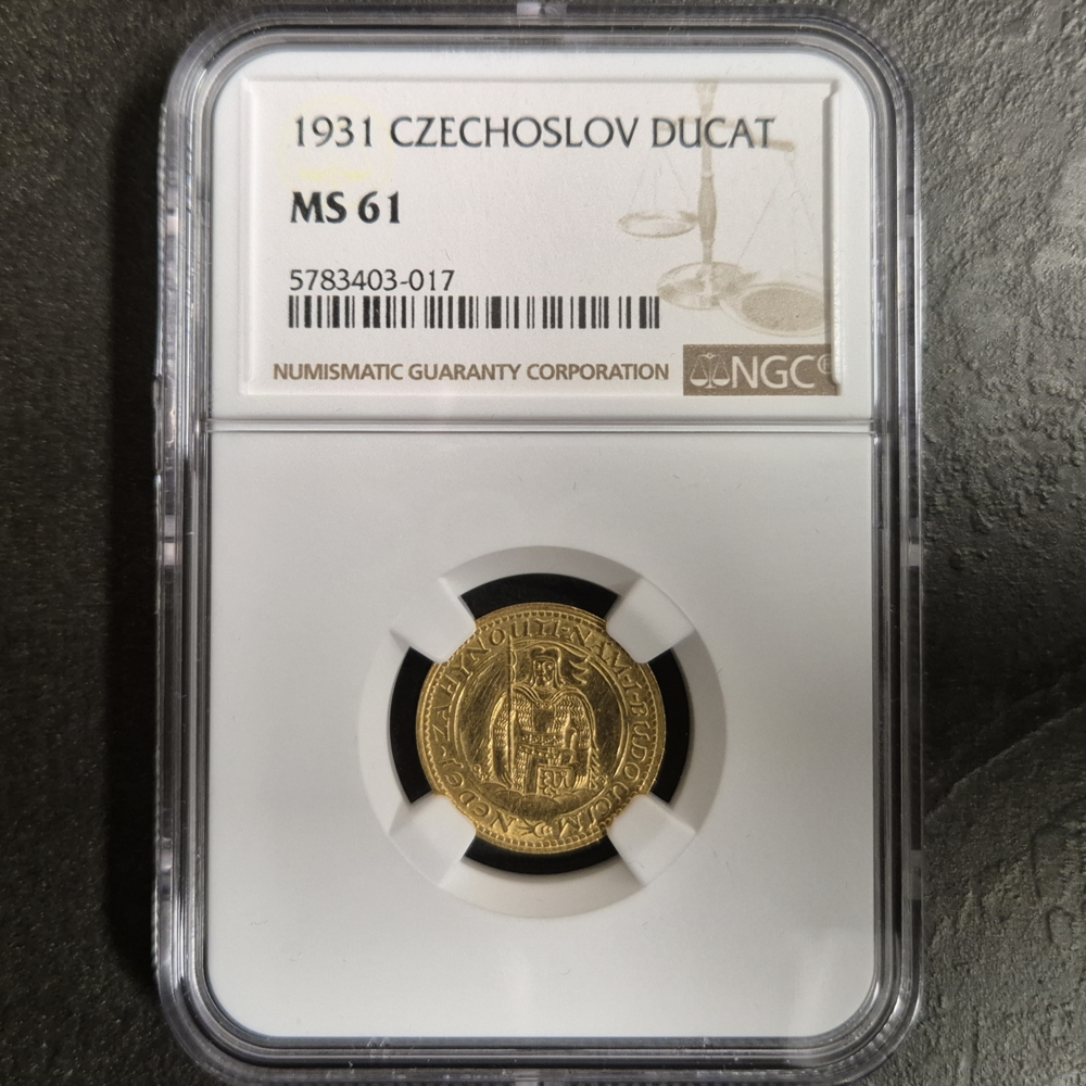 St. Wenzel 1 Dukat 1931, NGC-Zertifikat, Qualität MS 61