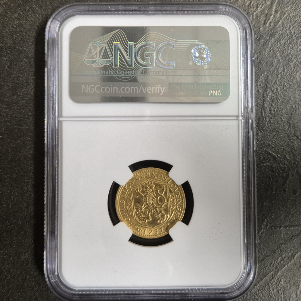 St. Wenzel 1 Dukat 1931, NGC-Zertifikat, Qualität MS 61
