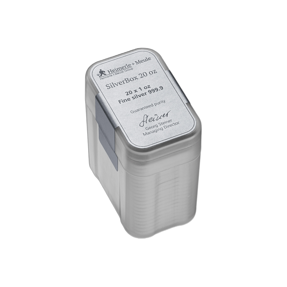 20x 1 Oz Heimerle + Meule Investiční stříbrný slitek - BOX