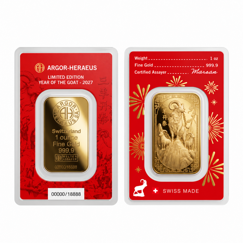 Argor-Heraeus Limited edition Rok kozy 2027 zlatý slitek 1 Oz
