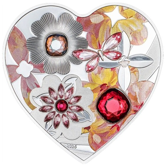 Stříbrná mince - Brilliant Love – Kvetoucí  Cookovy ostrovy 2026 PROOF - 20g - svatba