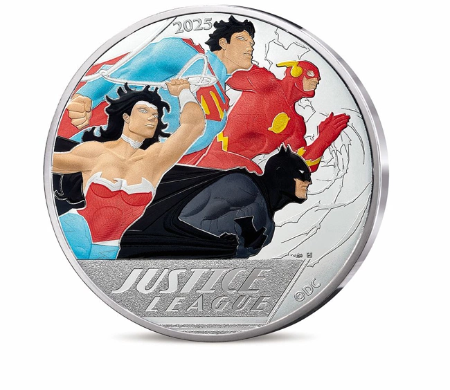 Justice League Silbermünze 45 g farbig