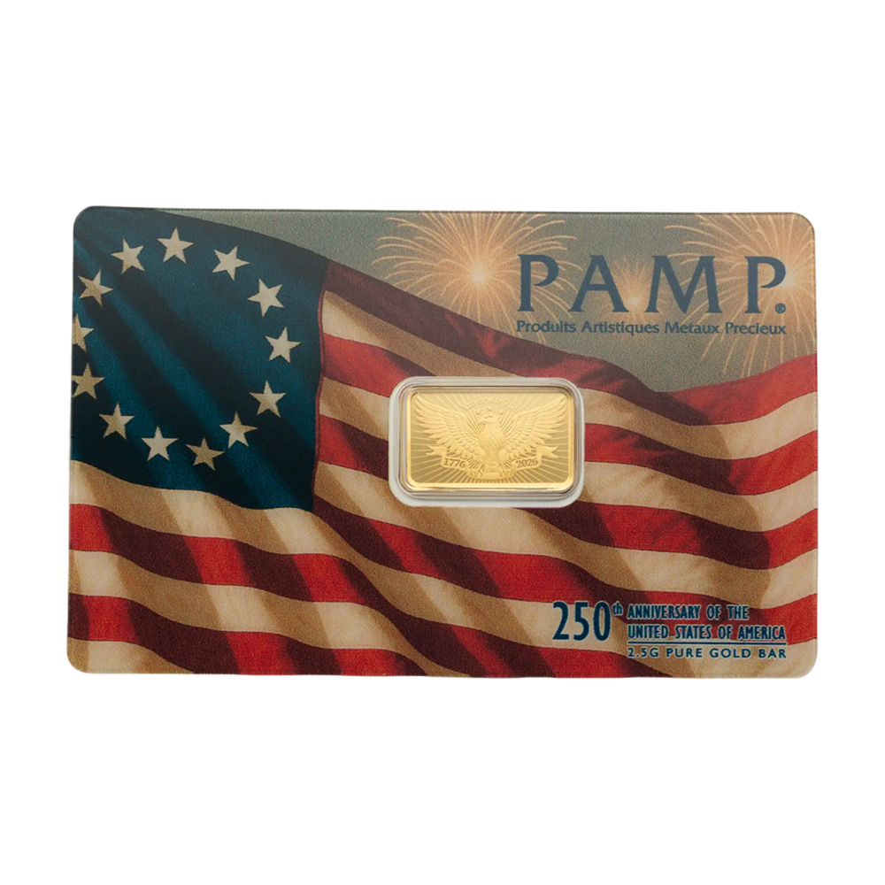 Pamp Fortuna Investiční zlatý slitek 2,5 g - 250th Anniversary of the United States Vintage - Limitid edition 2500 pcs