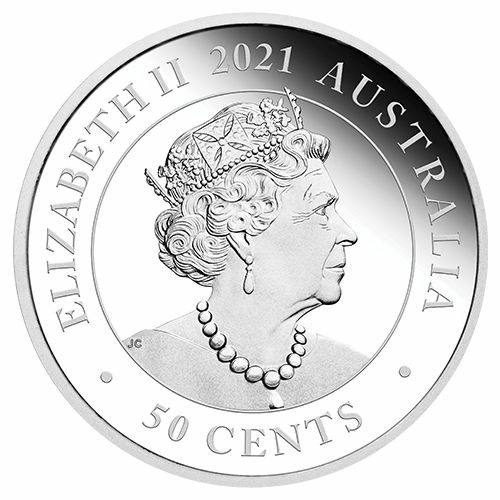 Silber-Anlagemünze Tasmanischer Tiger/Tasmanischer Teufel, farbig, Dreaming Down Under Serie 1/2 Oz 2021