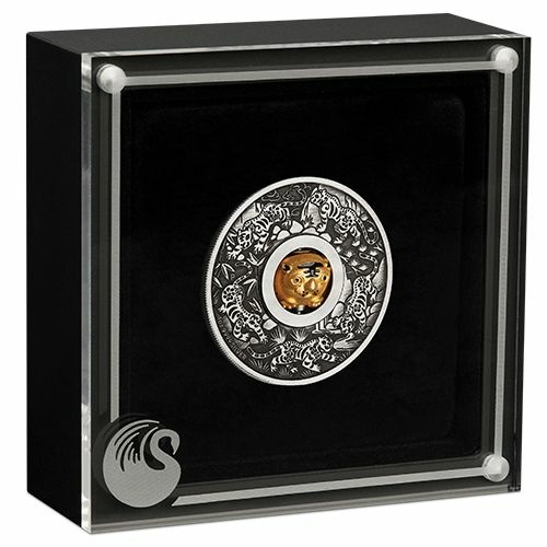Silbermünze Tiger Antique Rotating Charm 1 Oz 2022