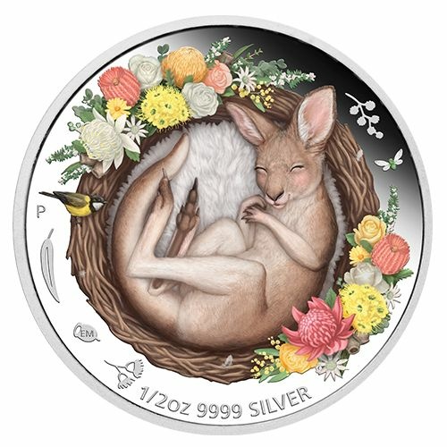 Silver Kangaroo Bullion Coin, Colored, Dreaming Down Under Series 1/2 Oz 2021