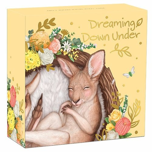 Silver Kangaroo Bullion Coin, Colored, Dreaming Down Under Series 1/2 Oz 2021