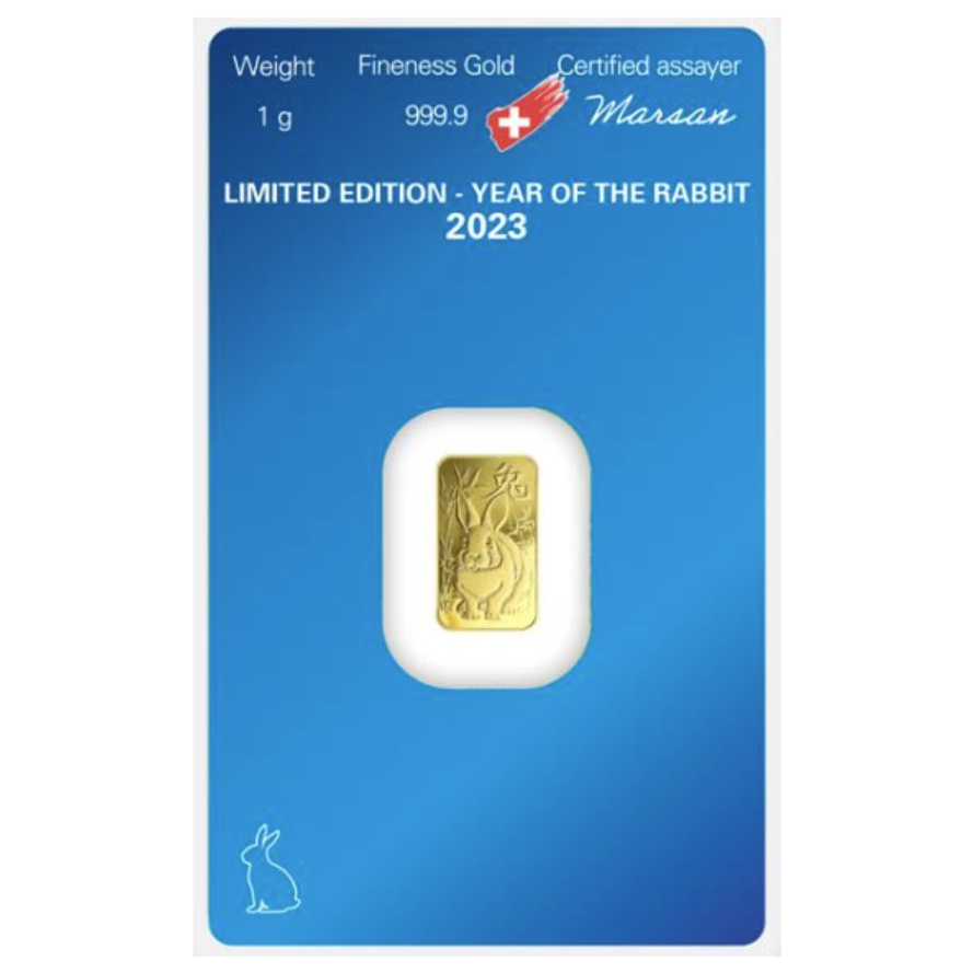 Argor-Heraeus Limited edition Year of the Rabbit 2023 gold bar 1g
