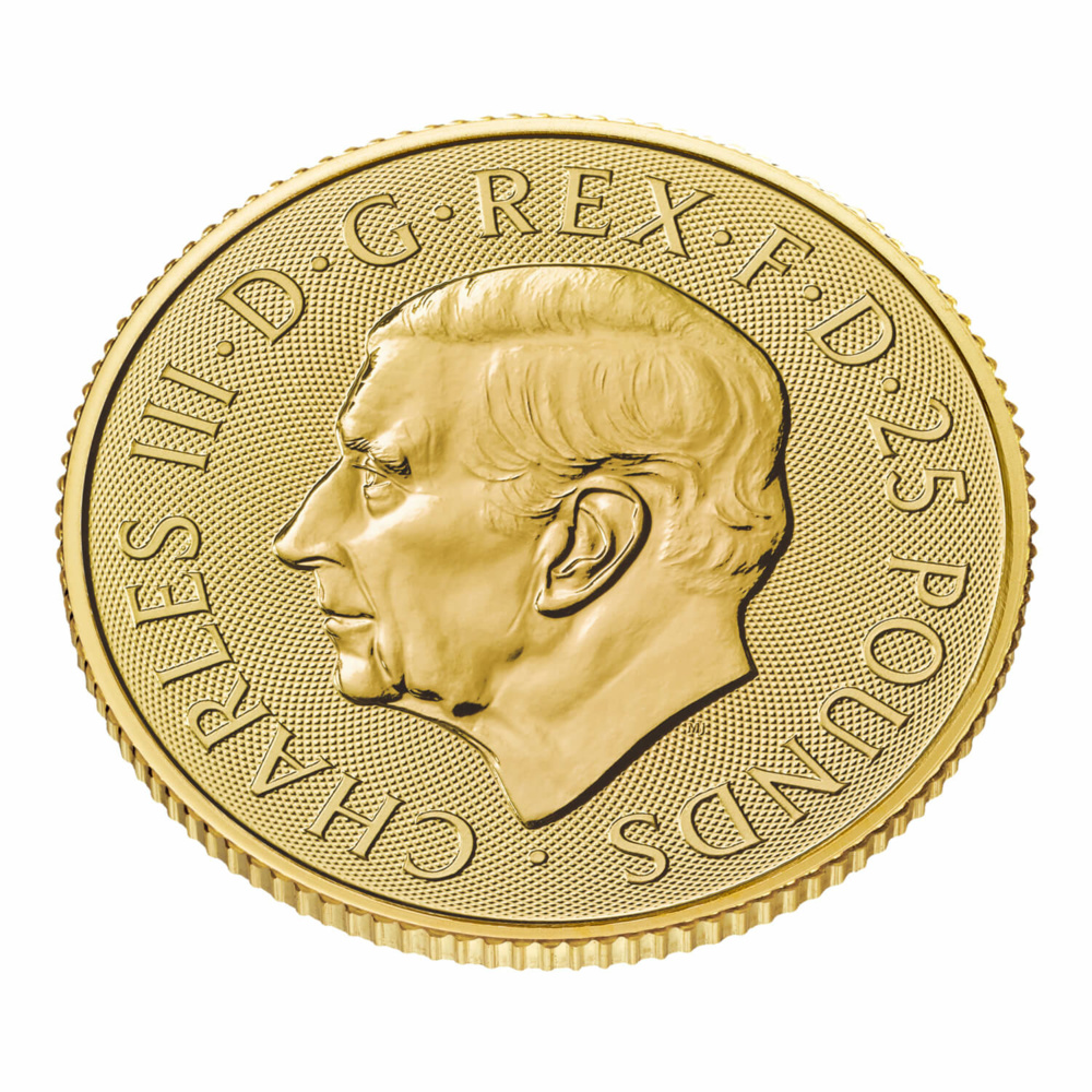 Zlatá investiční mince Britannia 1/4 Oz - Charles III