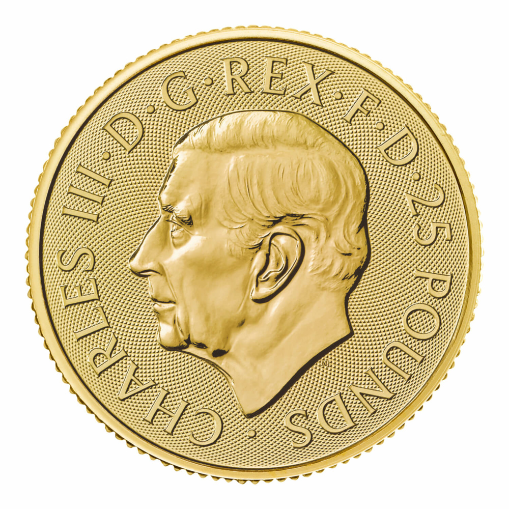 Zlatá investiční mince Britannia 1/4 Oz - Charles III