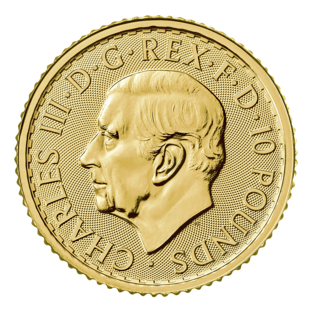 Zlatá investiční mince Britannia 1/10 Oz - Charles III