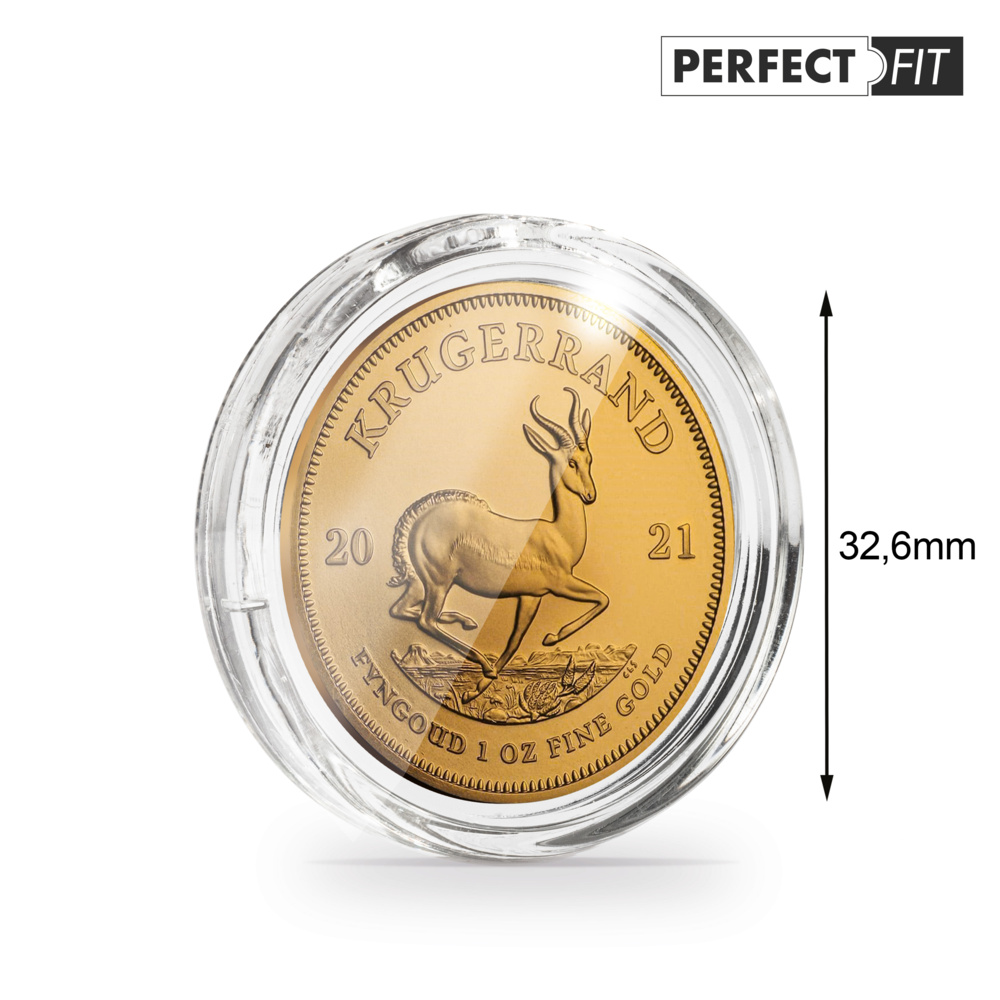 Kapsle na mince Ultra Perfect Fit pro 1 oz. Krugerrand Gold (32,60 mm), balení po 10 kusech