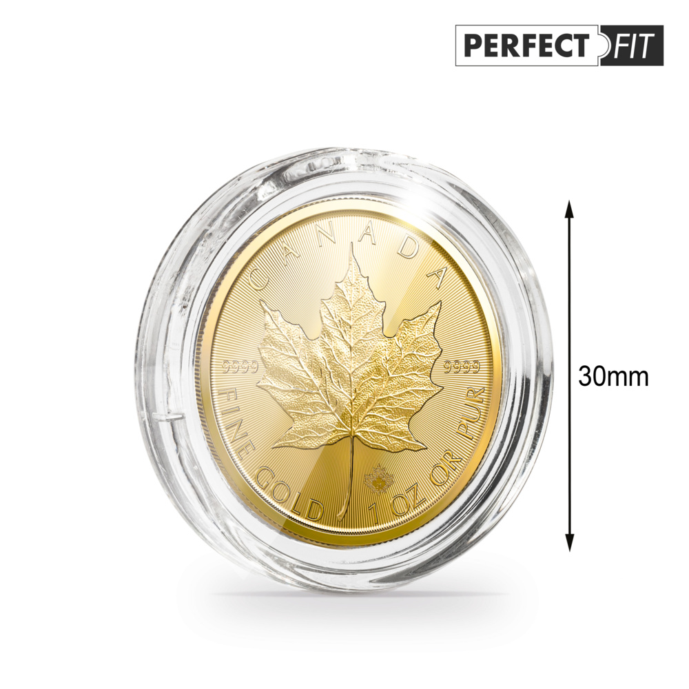 Kapsle na mince Ultra Perfect Fit pro 1 oz. Maple Leaf Gold (30,00 mm), balení po 10 kusech