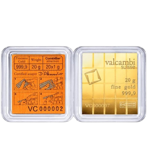 20 x 1 g Goldbarren | Valcambi | CombiBar®