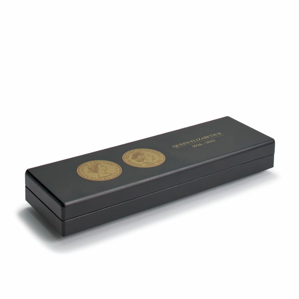 VOLTERRA „Queen Elizabeth II“ Münzkassette für 5 Sovereigns in Kapseln