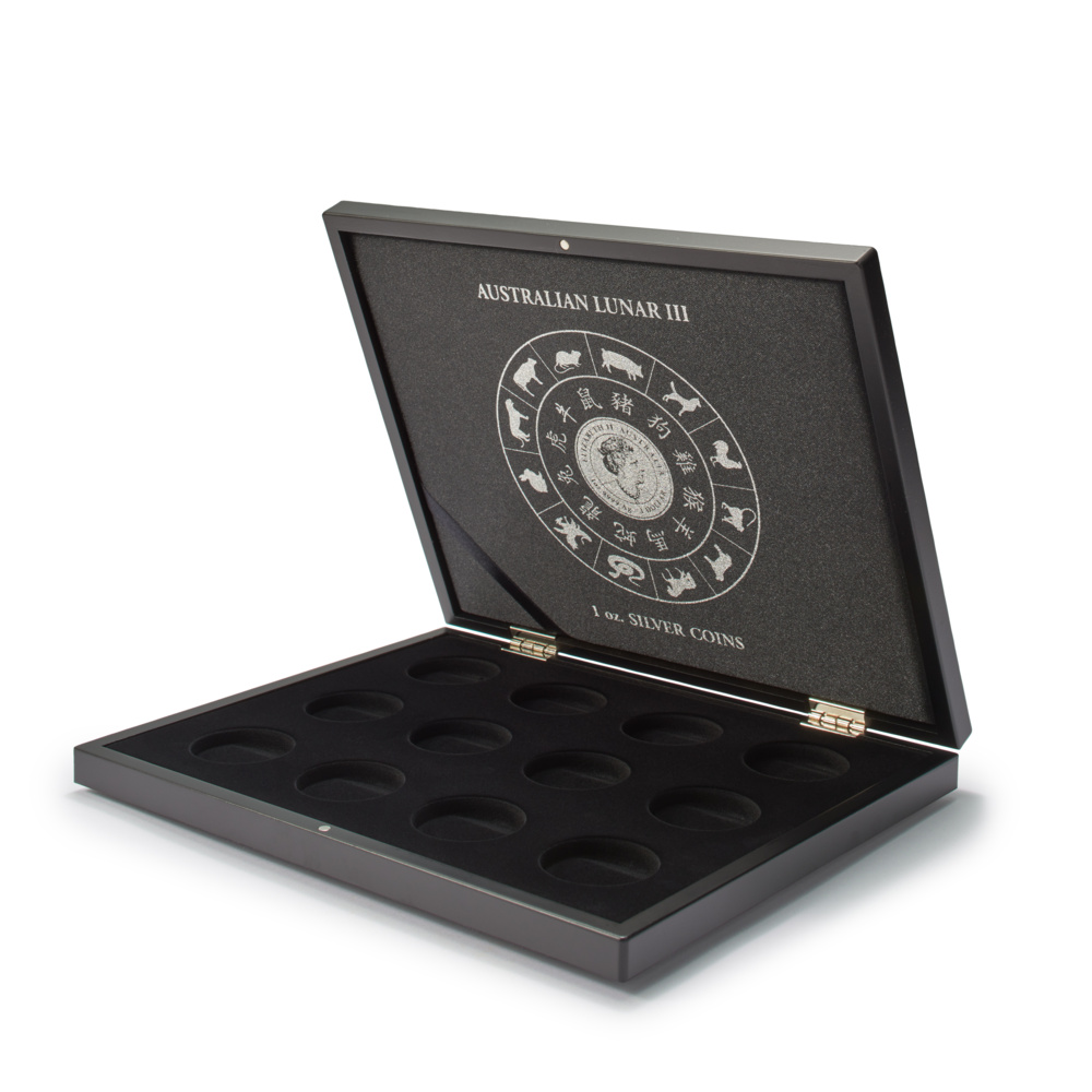 VOLTERRA coin cassette for 12 pcs of “Lunar III" 1 oz silver coins in capsules Ø 45 mm