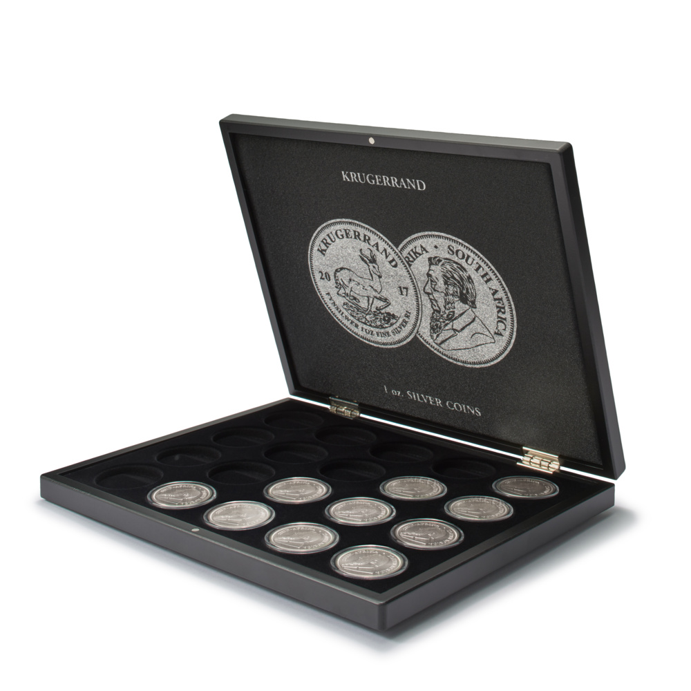 VOLTERRA coin cassette for 20 pcs “African Krügerrand” 1 oz silver coins in capsules Ø 45 mm