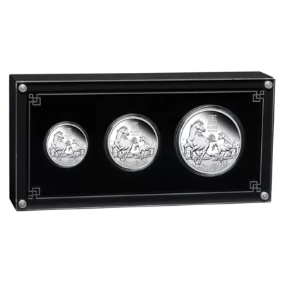 Proof-Dreier-Münzset Australische Mondserie III 2026 Jahr des Pferdes Silber