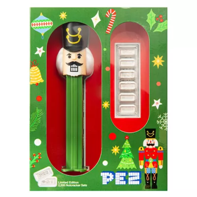 2025 PEZ® Geschenkset mit Nussknacker-Spender und 6 x 5 g Silberwaffeln