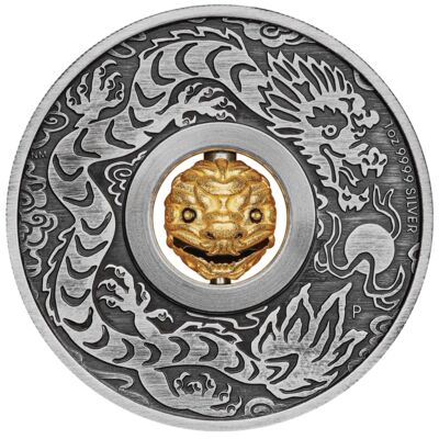 Silbermünze Drache Antik Drehanhänger 1 Oz 2024
