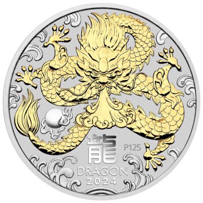 Vergoldete Silbermünze Jahr des Drachen 1 Oz 2024 – LUNAR SERIES III.