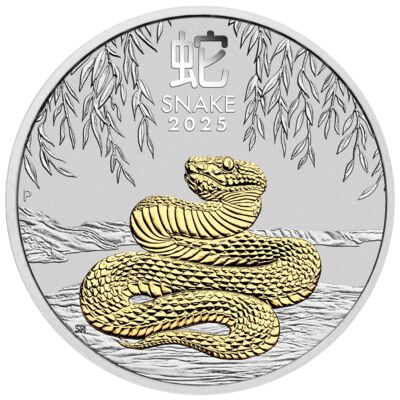 Vergoldete Silbermünze Jahr der Schlange 1 Oz 2025 – LUNAR SERIES III.