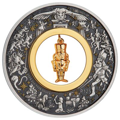The Christmas Nutcracker 2024 2oz Silver Antiqued Coloured Coin