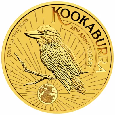 Sydney Money Expo ANDA Sonderausgabe Kookaburra 35-jähriges Jubiläum 2025 1 Unze Silber vergoldete Münze