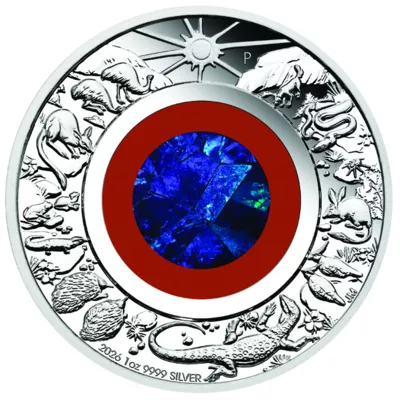 Wunder Australiens – Das Outback 2026 1 oz Silber-Proof-Münze mit Opal
