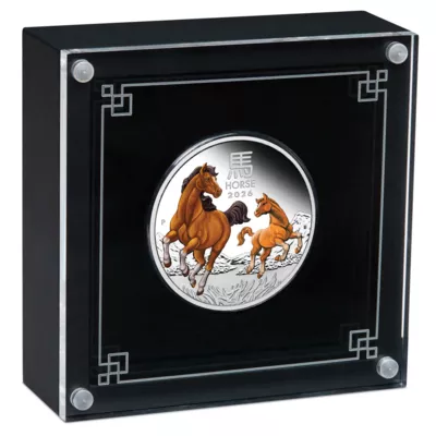 Australische Mondserie III 2026 Jahr des Pferdes 1 oz Silber-Proof-Farbige Münze