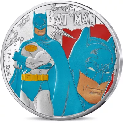 Batman Vintage Silbermünze 35g 2025 Farbig